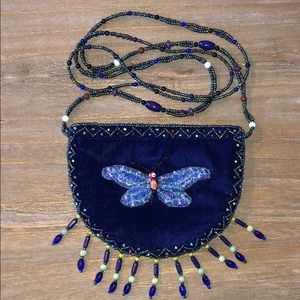 Beaded Dragonfly Crossbody Pouch